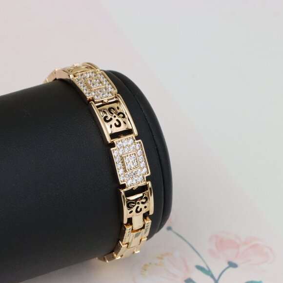 "Rose Gold Plated Designer Bracelet with Intricate Square Accents, XPBL0947 - Picture 8 of 12